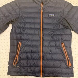 Patagonia Down Sweater Jacket Men’s Small Navy Orange Lightweight Puffer